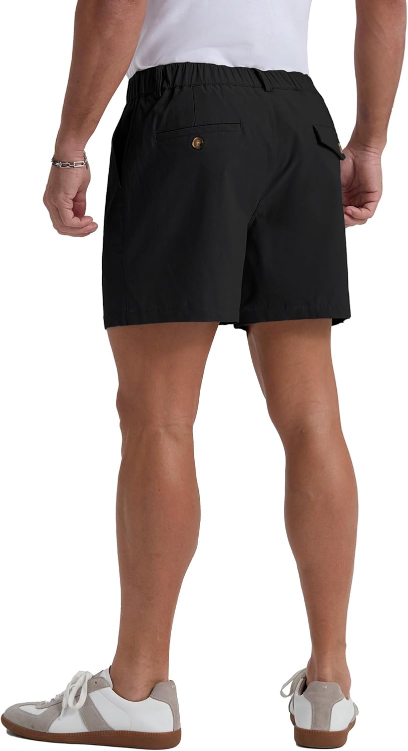 Askdeer Men's 5.5" Shorts Classic-fit Casual Elastic Waistband Shorts Summer Walking, Office, Daily Wear with Multi-Pockets - Image 2