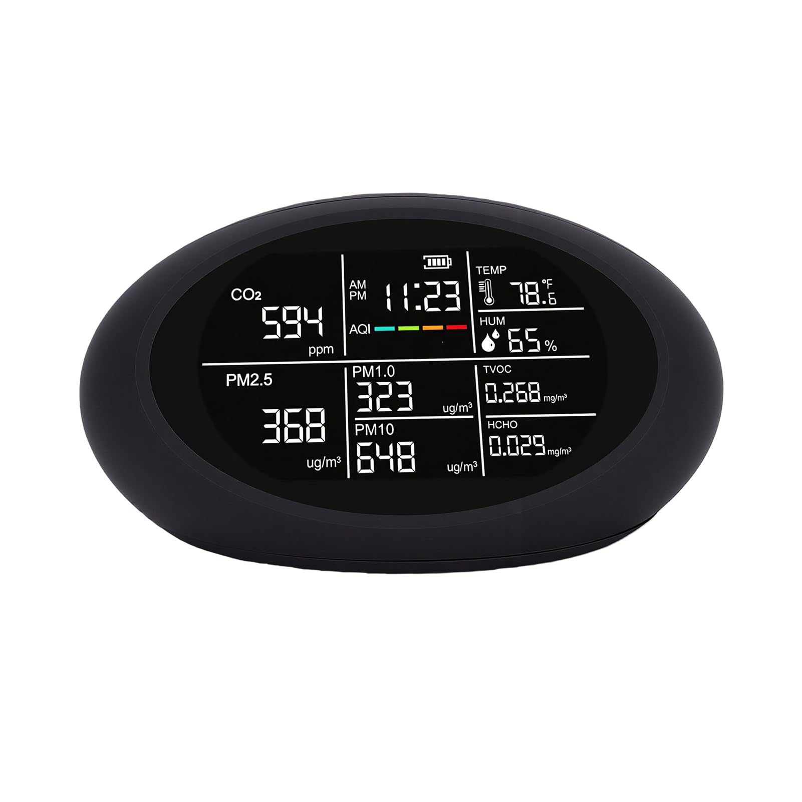 Monitor de Calidad del Aire 10 en 1, CO2, HCHO, TVOC, PM2.5, PM1.0, PM10, Temperatura, Humedad con Sensor NDIR, Alarma para Oficina y Hogar