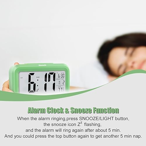 Miniatura 4 de Miowachi Reloj despertador digital para dormitorios, funciona con pilas, repetición, luz nocturna, fácil configuración, reloj pequeño para niños,