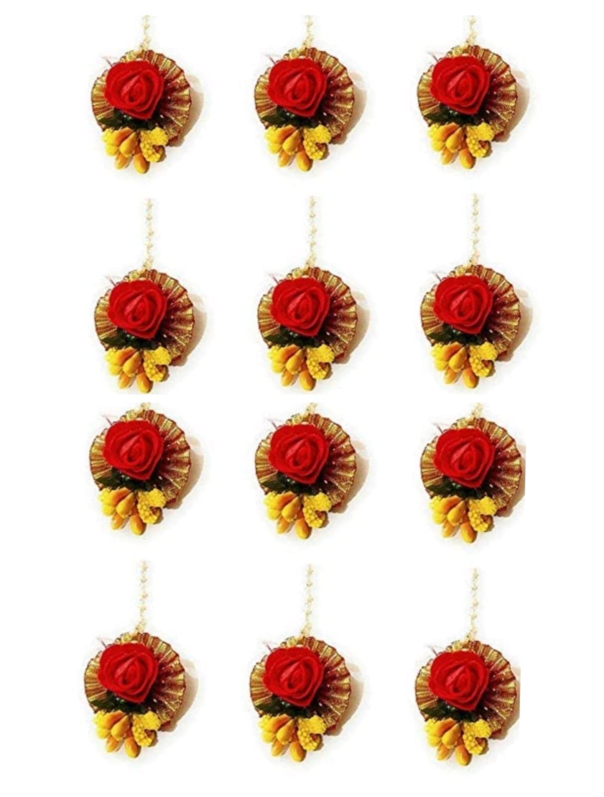 Laxmi Enterprises Flower Maang Tikka for Wedding | Baby Shower | Haldi | Mehandi | Party in Yellow-White Colour for Girls and Women(Pack of 12) (B09289P4NB) Amazon Price History, Amazon Price Tracker