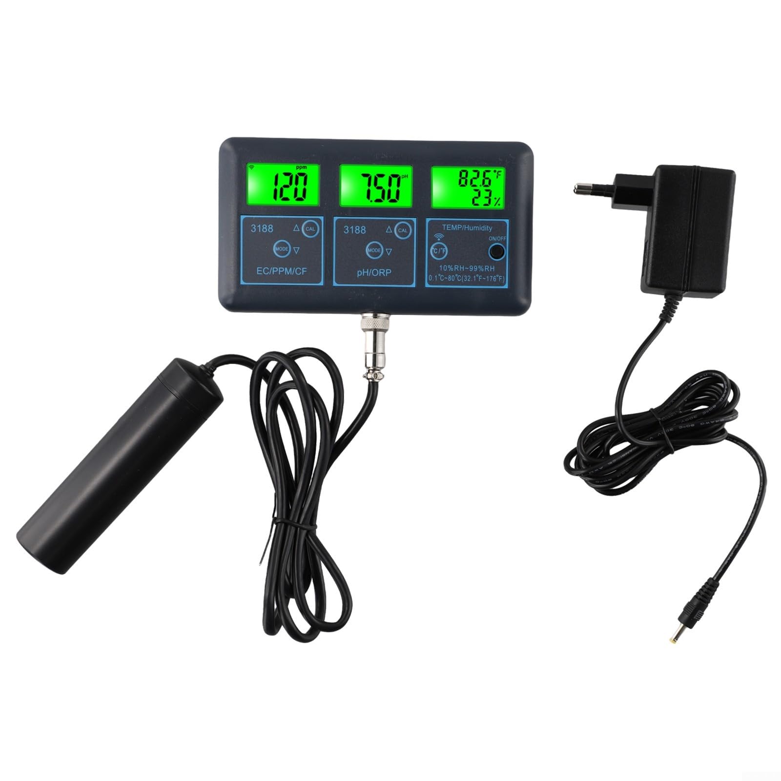 Smart 7 In 1 Wasseranalysator WLAN pH Meter ORP PPM Tester Mit Echtzeitüberwachung Temperatur Luftfeuchtigkeit APP Datenprotokoll Für Fischbecken Schwimmbad Haushalt Aquaristik Zubehör EU Steuerung