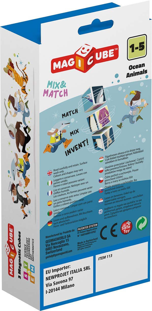 Magicube Ocean Animals - 3 kostki - Gra konstrukcyjna z kostkami magnetycznymi