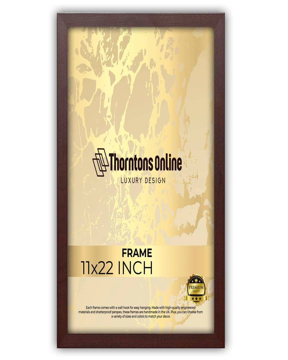 Poster Frame -Mahogany 11x22'' mdf backing with both ways hanging hooks |Picture Photo frame 22x11'' |Acrylic front | Home & Office Decor