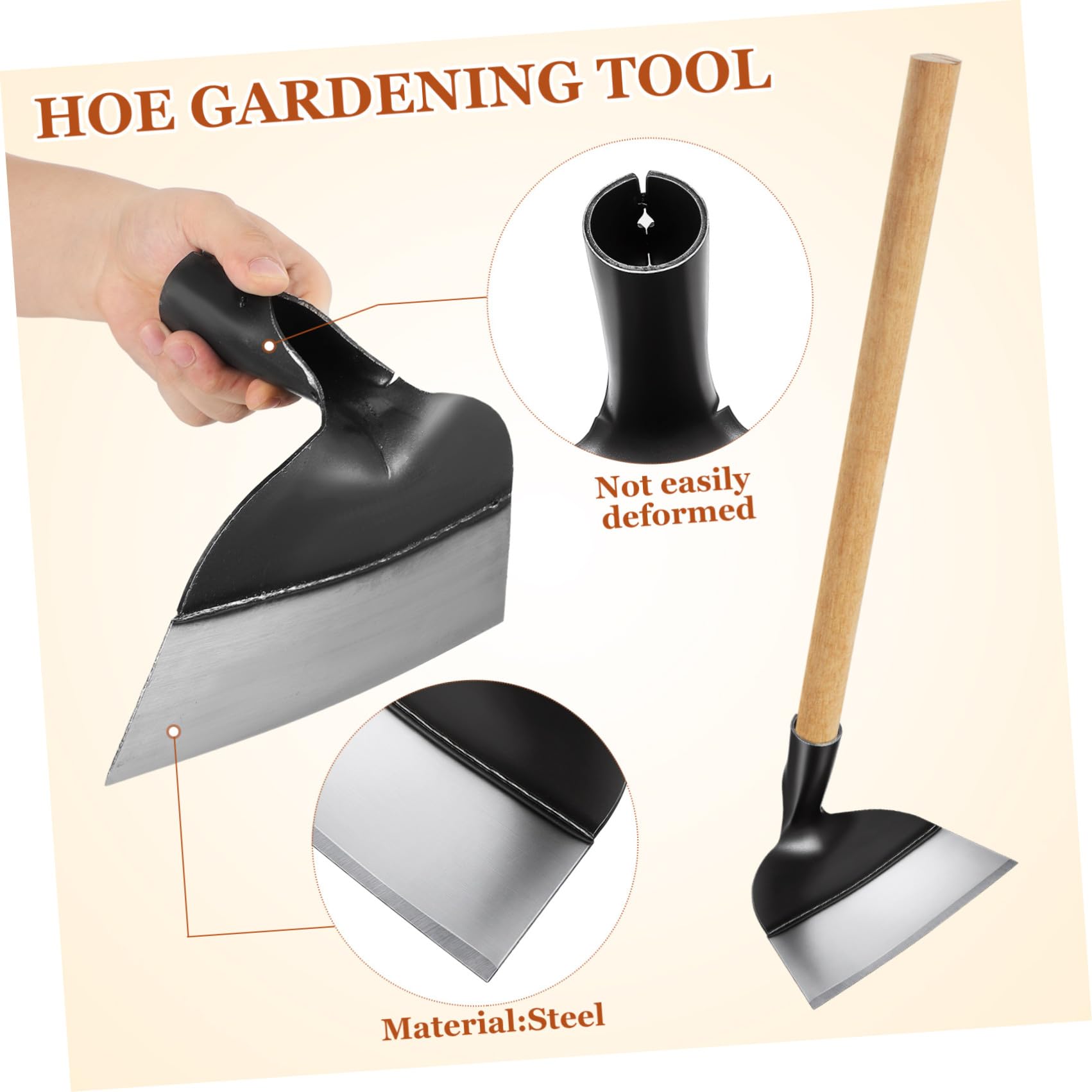 POPETPOP Zappetta in Acciaio Larga per Giardinaggio e Diserbo Terreno Manuale senza Manico per Orto e Prato Attrezzo per Lavori Agricoli e Coltivazione