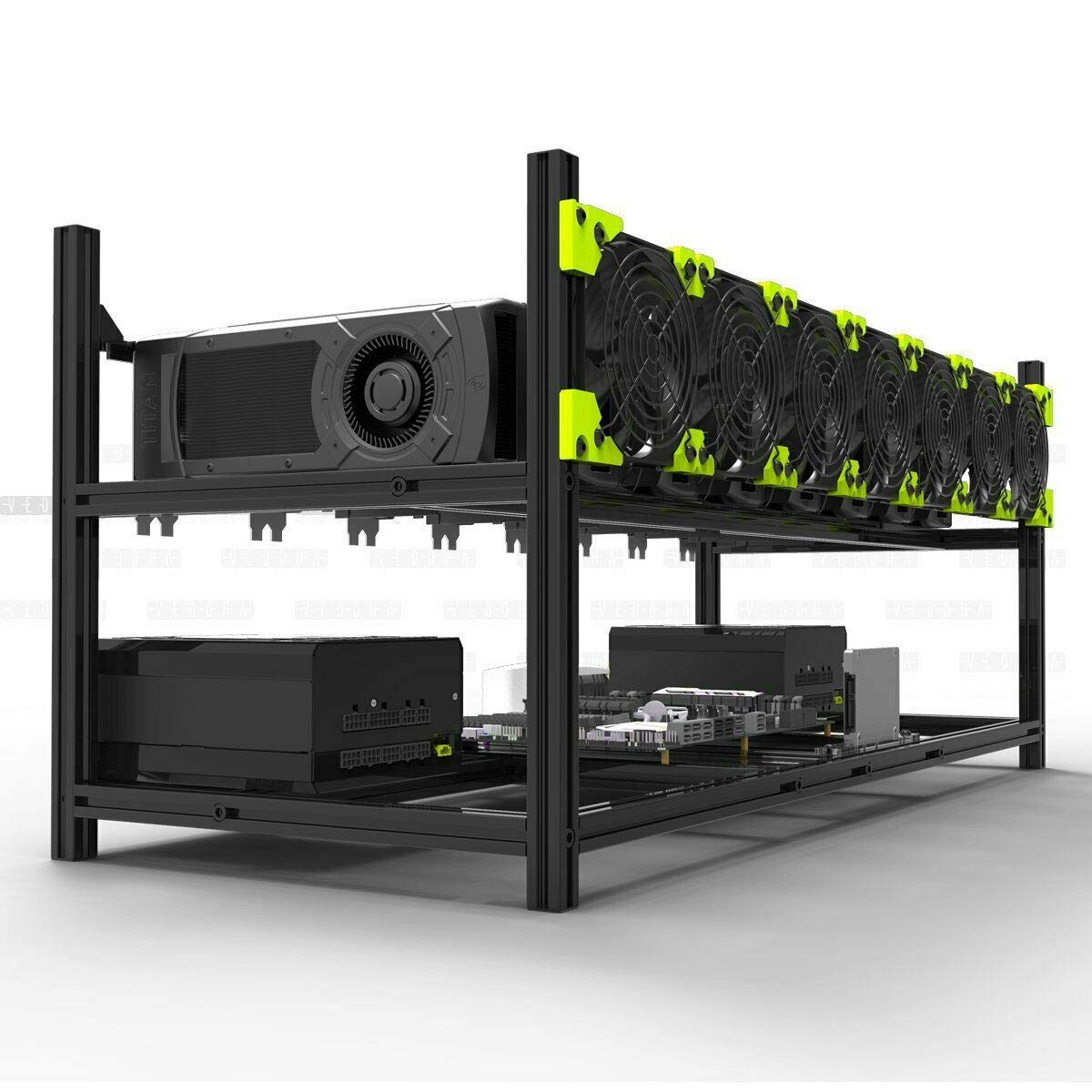 Amazon.co.jp: Veddha 8 GPU アルミニウム オープンエア マイニングリグ 積み重ね可能 フレームホルダー ETH イーサリアム  : パソコン・周辺機器