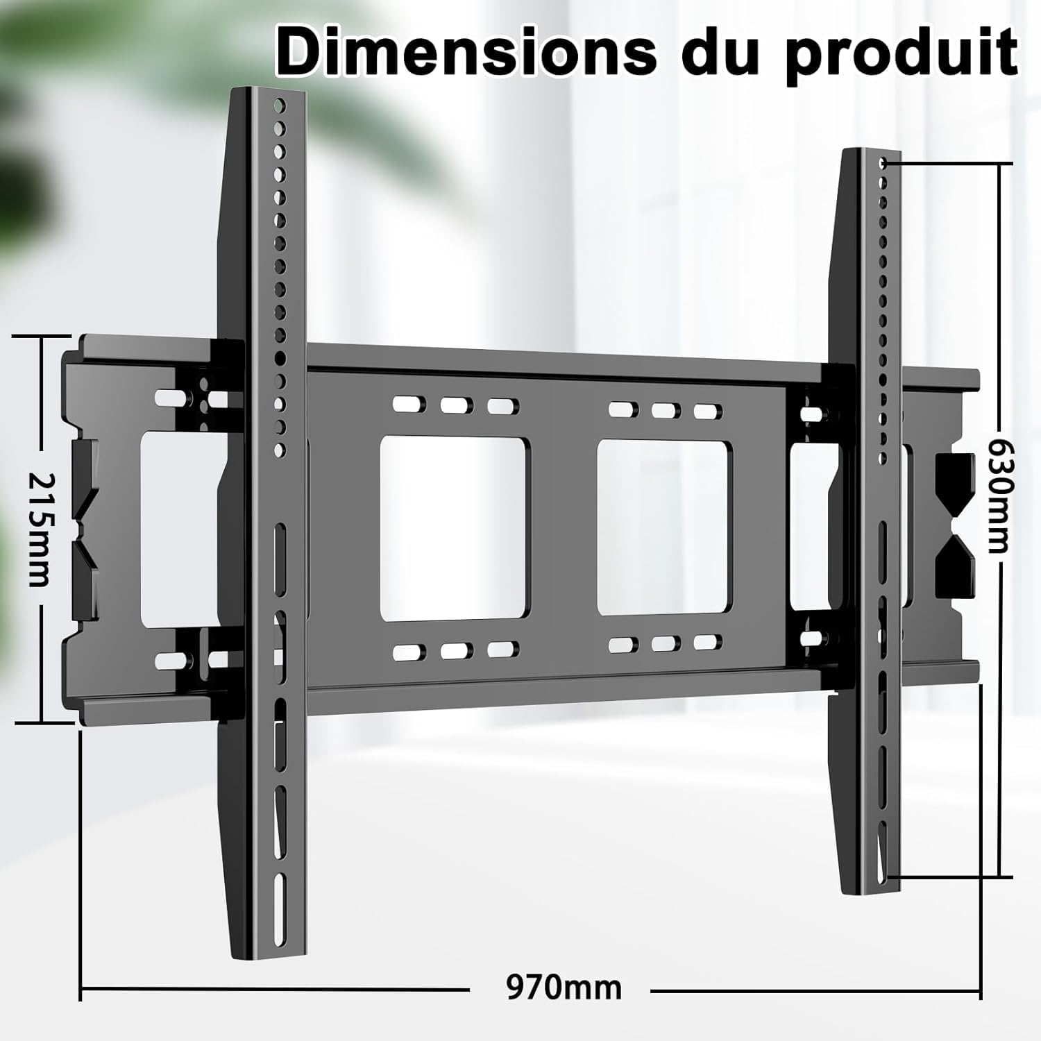 Support Mural TV Grande Taille pour téléviseurs 50" - 120",Support TV Charge Lourde VESA Max 900x600 mm, Charge de 125 kg,Fixation Murale TV 60 65 70 75 77 80 85 86 90 95 98 100 110 Pouces