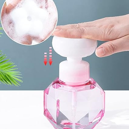 Amazon Koonafy 花発泡クリアポンプボトル 300ml 1個セット 5色から選び ピンク 青 緑 黄 透明 花の形発泡ボトル 泡が立つ瓶 ボディーソープ用 洗顔フォーム 洗剤用詰め替え容器 空ムースボトル 使用便利 ピンク色 ソープ シャンプー用ディスペンサー ホーム