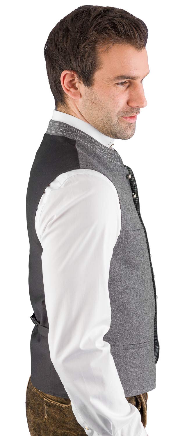 Hammerschmid Trachtenweste Max grau ohne Ärmel, klassische Lodenweste für Herren, elegantes Gilet für Männer