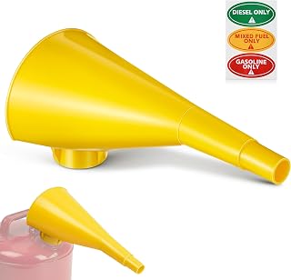 Plastic Funnel for Type I Metal Safety Cans, Compatible with Eagle F15FUN, Fits 1/2/5 Gallon Cans, 10" HDPE Funnel, Includes Diesel Only, Gasoline Only, Mixed Fuel Stickers (1 Pack)
