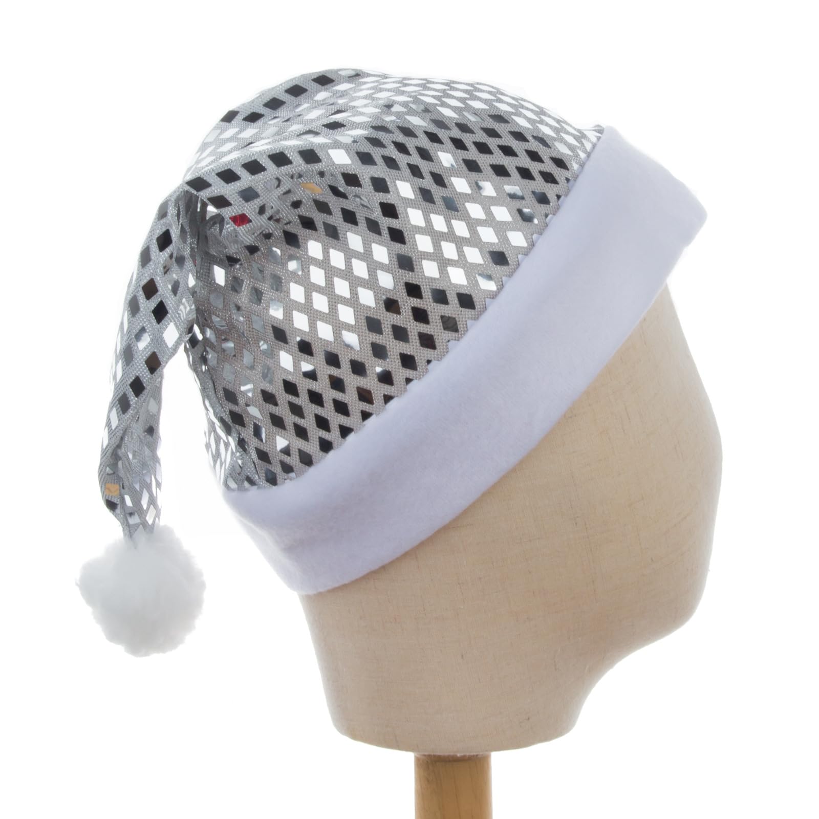 Reflektierendes Weihnachtsmützen Set für Gruppenveranstaltungen und Fotos, 12-teiliges Weihnachtskostüm Mützen mit weißem Krempenbesatz, Weihnachtsmannmützen Set, Weihnachtsparty Hüte, reflektierende