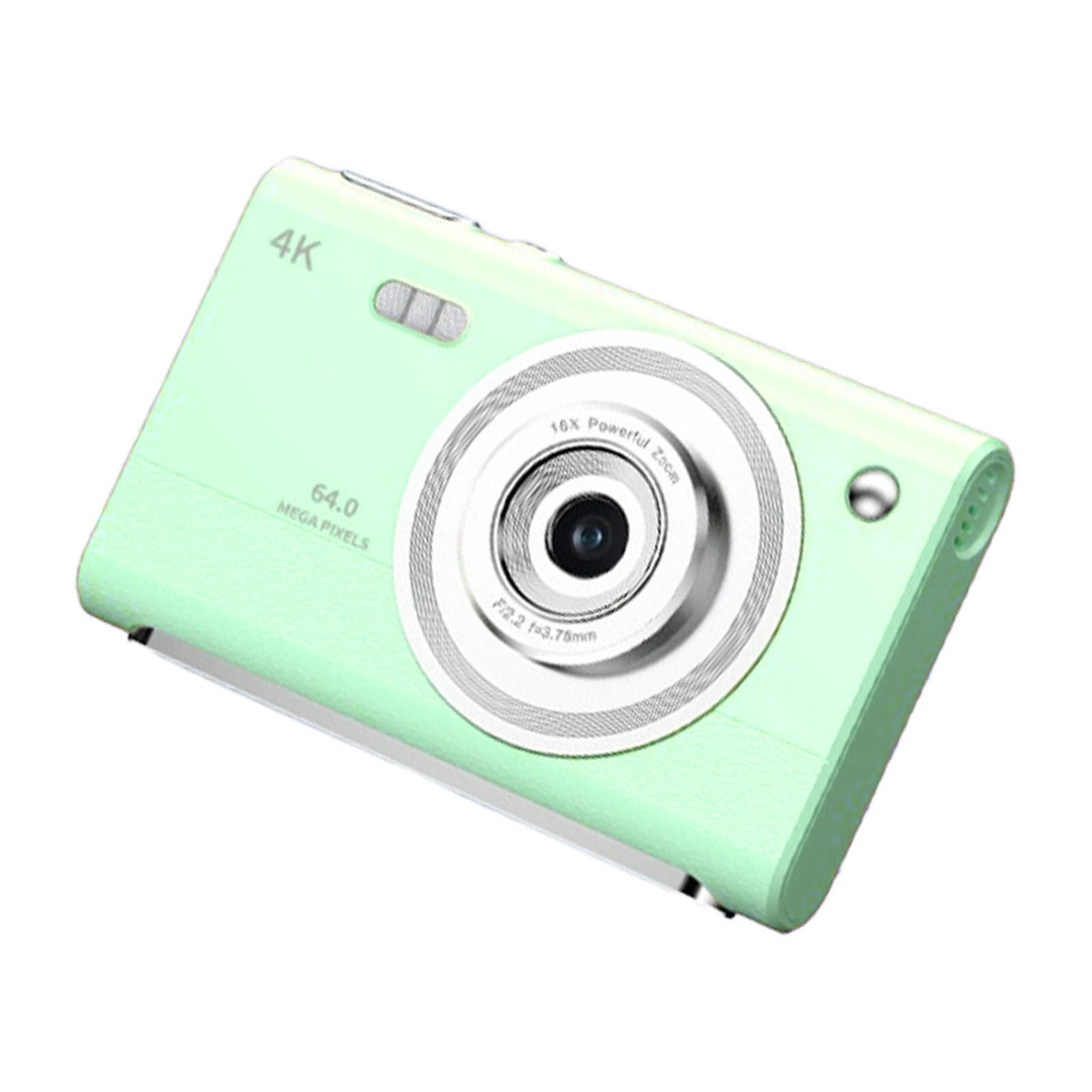 Fotocamera Digitale Compatta con Zoom 16X 4K per Fotografie di Viaggio con Flash a Doppia Fotocamera, Vlog con Messa a Fuoco Automatica da 64 MP per Principianti (GREEN)