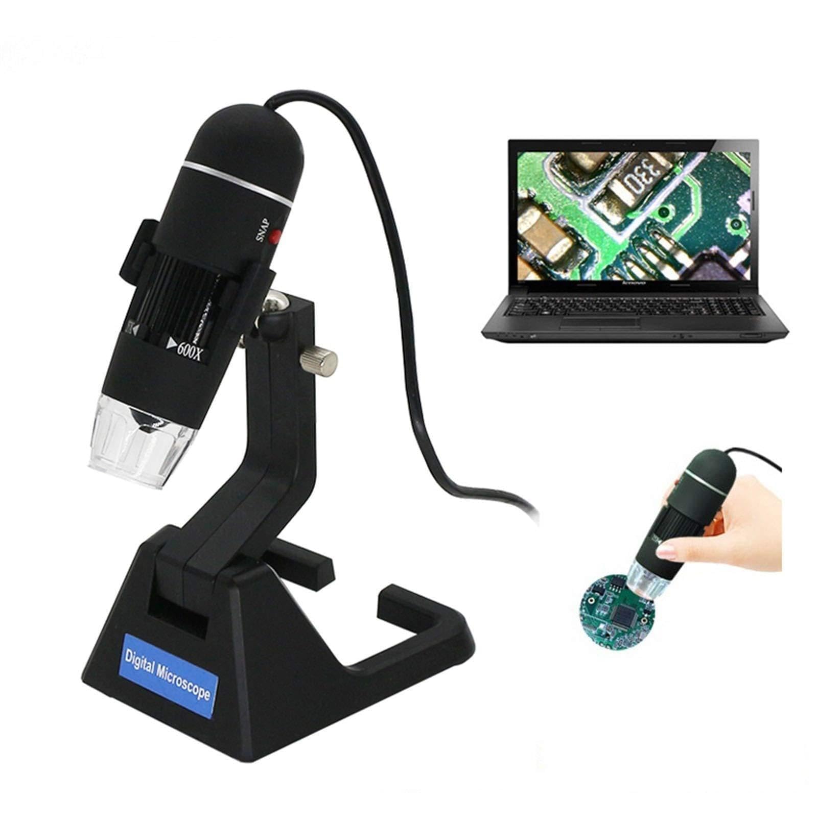 Mikroskop cyfrowy, 25x-600x Zoom USB Endoskop z 8 LED Light Podświetlany Uniwersalny stojak 2.0mp,Bez MęCząCych Oczu