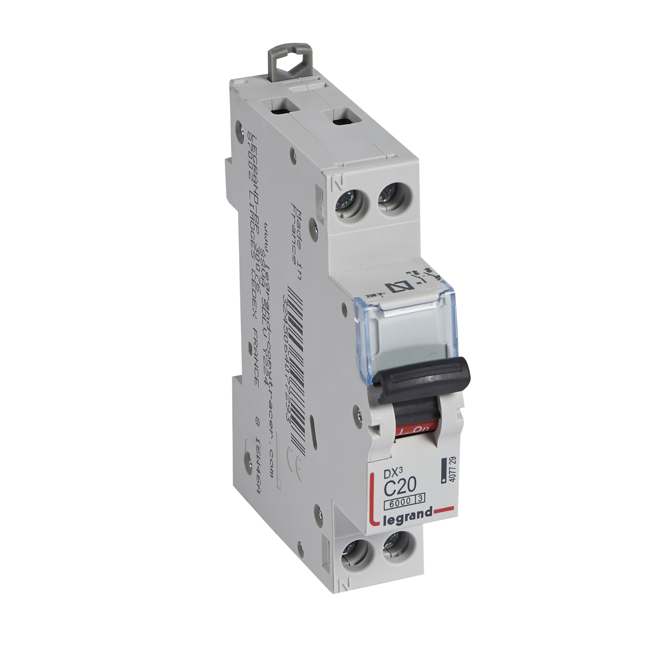 Legrand MAGNETOTERMICO DX3 P + N C20 1 MODULO, Blanco, 20 Amperios