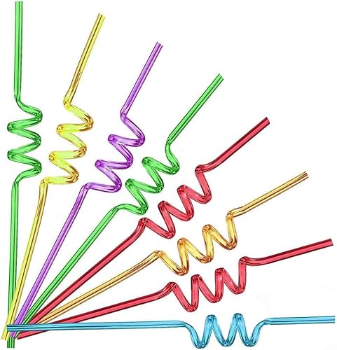 24 popotes de fiesta de dibujos animados, popotes reutilizables en forma de bebida con 6 diseños de decoración de dibujos animados al azar,