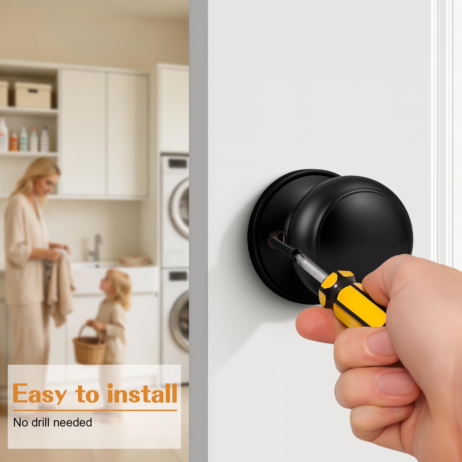 Black Dummy Door Knobs - 4 Pack -7