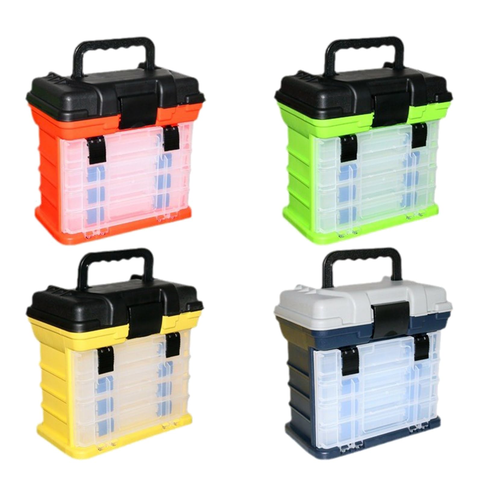Boîte de rangement pour accessoires de pêche, boîte de rangement avec poignée, 4 couches