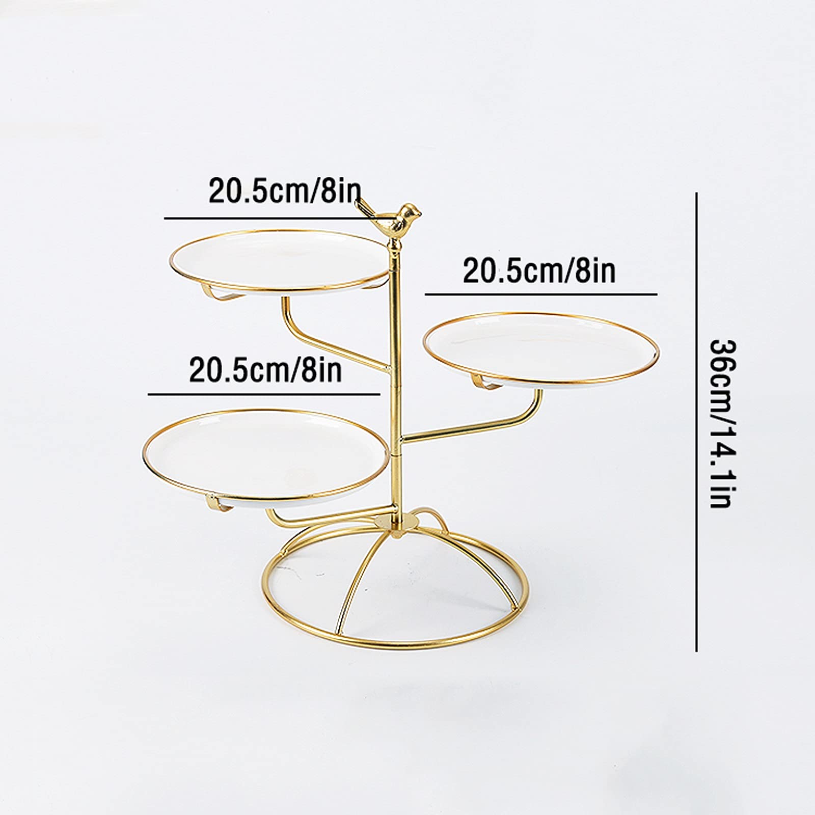 Présentoir à Gâteau Stand de gâteau multicouche Creative Dessert Présentoir Support de cupcake en métal avec plateau de pâtisserie en céramique pour la fête de thé, mariage et anniversaire Stand de Gâ