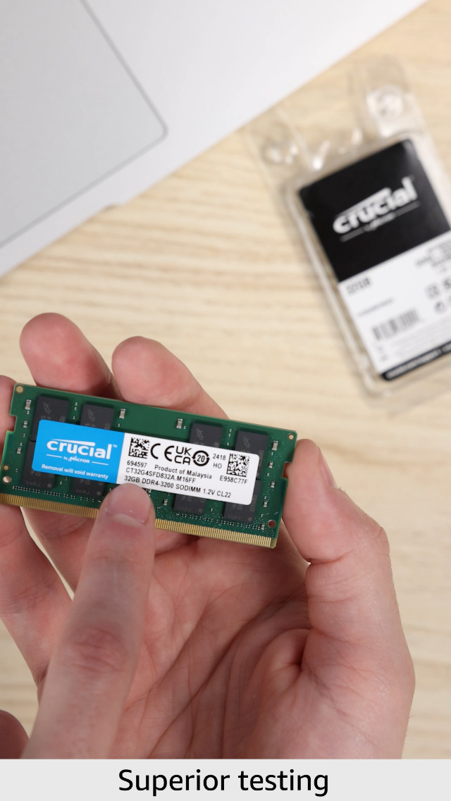 Crucial 32GB DDR4 RAM 3200MHz (PC4-25600), Downclockable to 2933