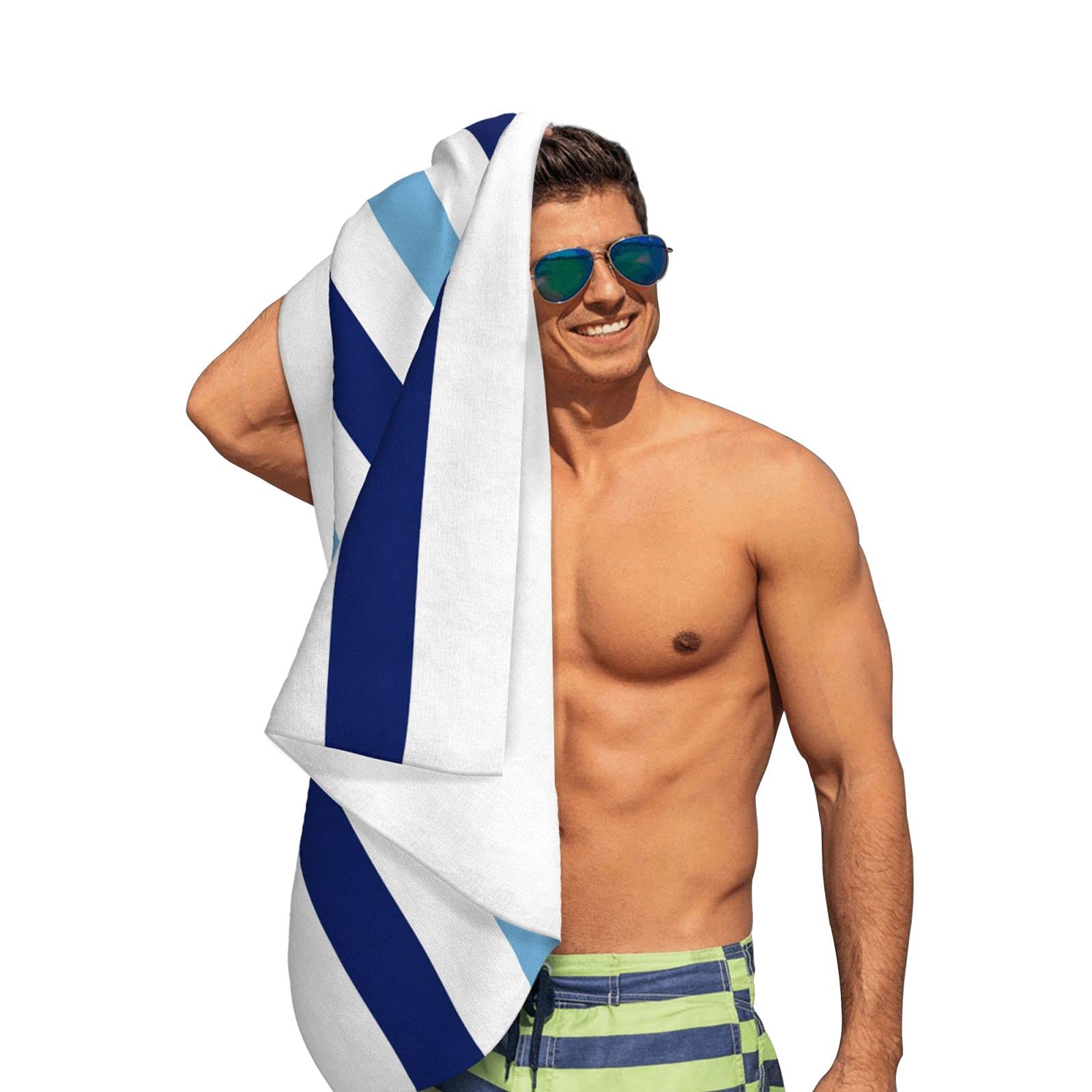 Amazon.com: Unoopler Blue Stripe Beach Towel Quick Dry, Polyester