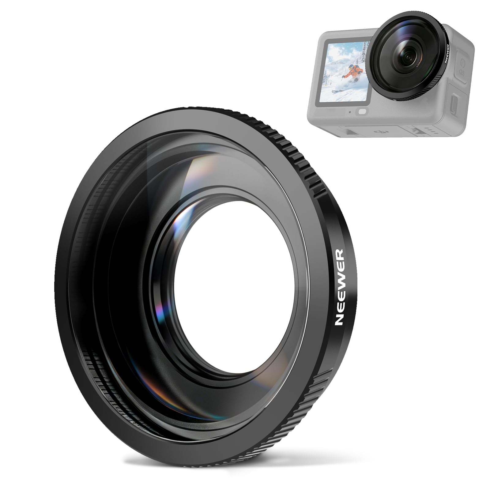 NEEWER Wide Angle Lens Compatible with DJI Osmo Action 6 Only, 180° FOV Multicoated HD Optical Glass 3 Elements 3 Groups Screw On Action Camera Lens Photography Accessories, FL-B53-image-11