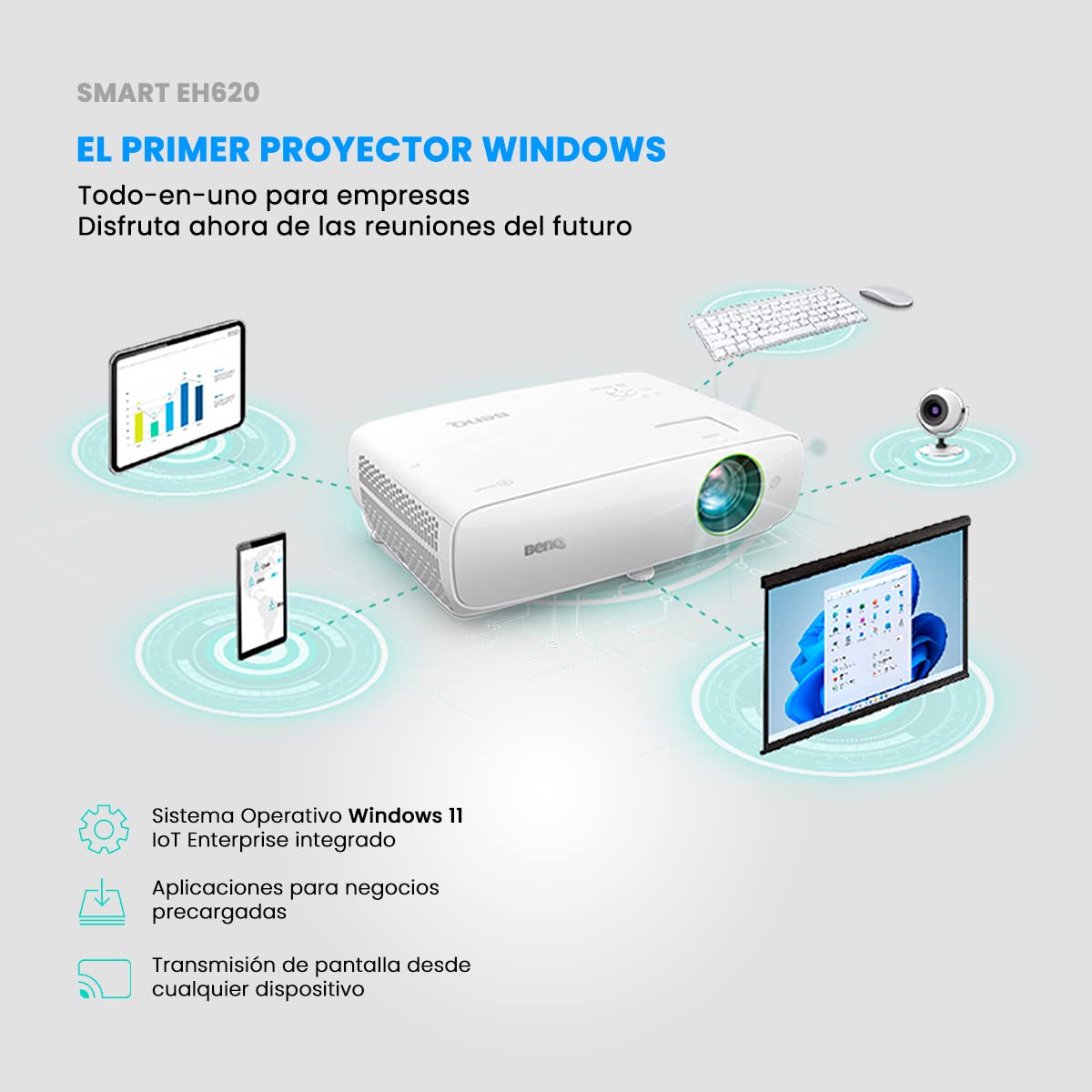 BenQ EH620 data projector Standard throw projector 3400 ANSI lumens DLP 1080p (1920x1080) 3D White