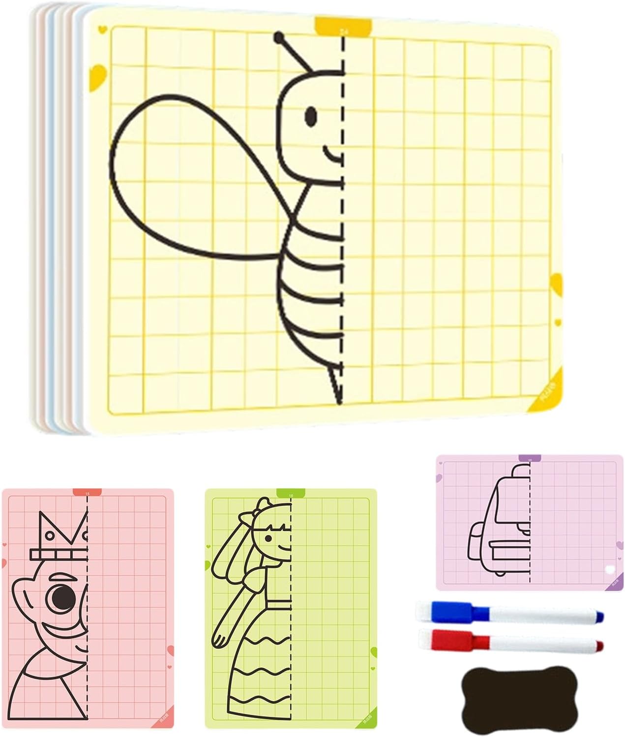 Interactive Grid Board, Symmetry Drawing Card, Tracing Pattern Tool, Engaging STEM Painting Activity Kit, Early Childhood Motor Skills Builder, Educational Toy for Home, School, Classroom