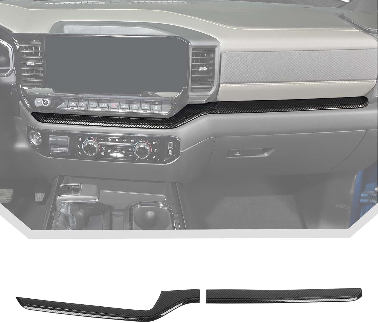 JeCar for Silverado Carbon Fiber Interior Center Console Dash Panel Cover Trim for 2022 2023 2024 Chevrolet Chevy Silverado 1500