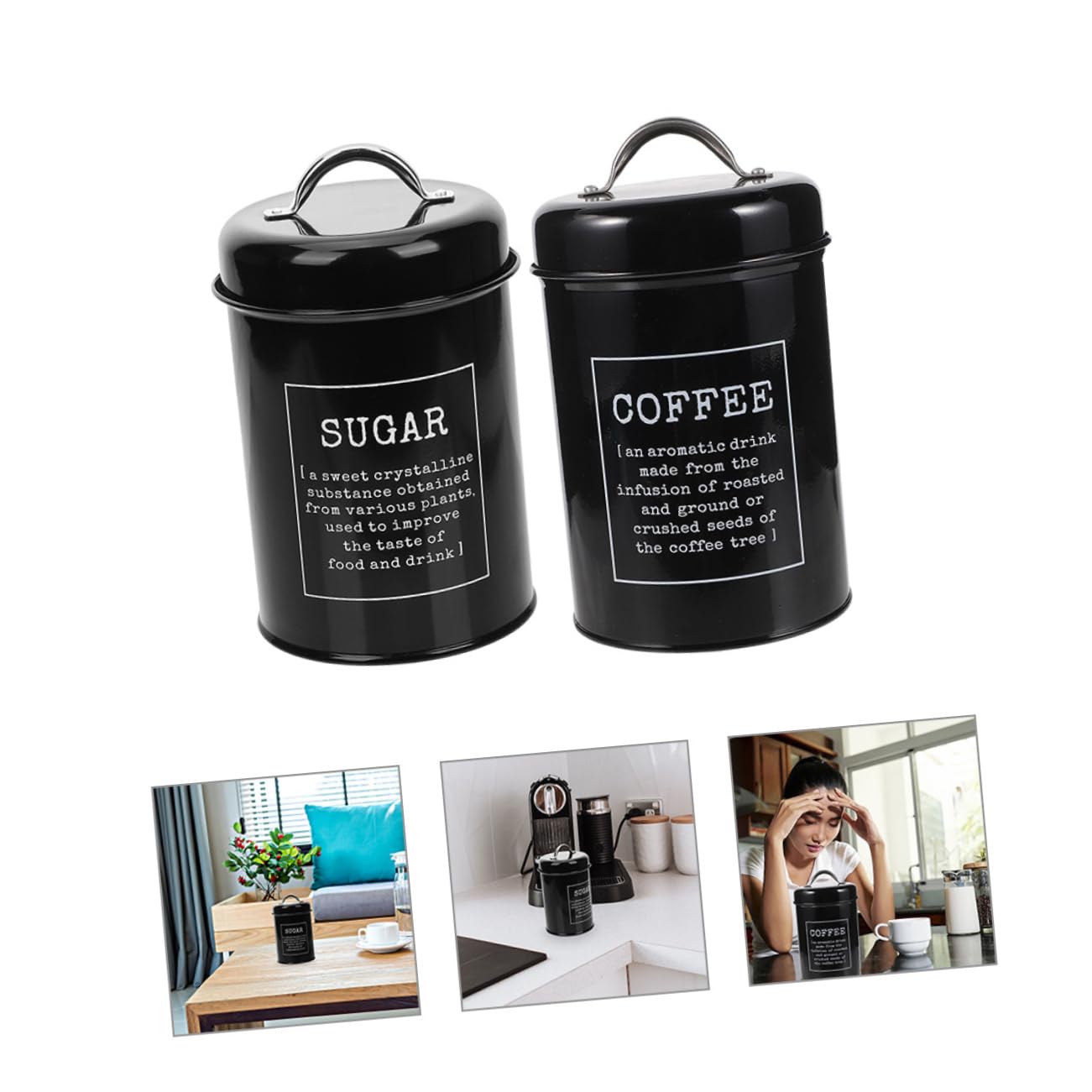 OUNONA Botes de Café Herméticos Retro 1200ml de Hierro, 2 Piezas