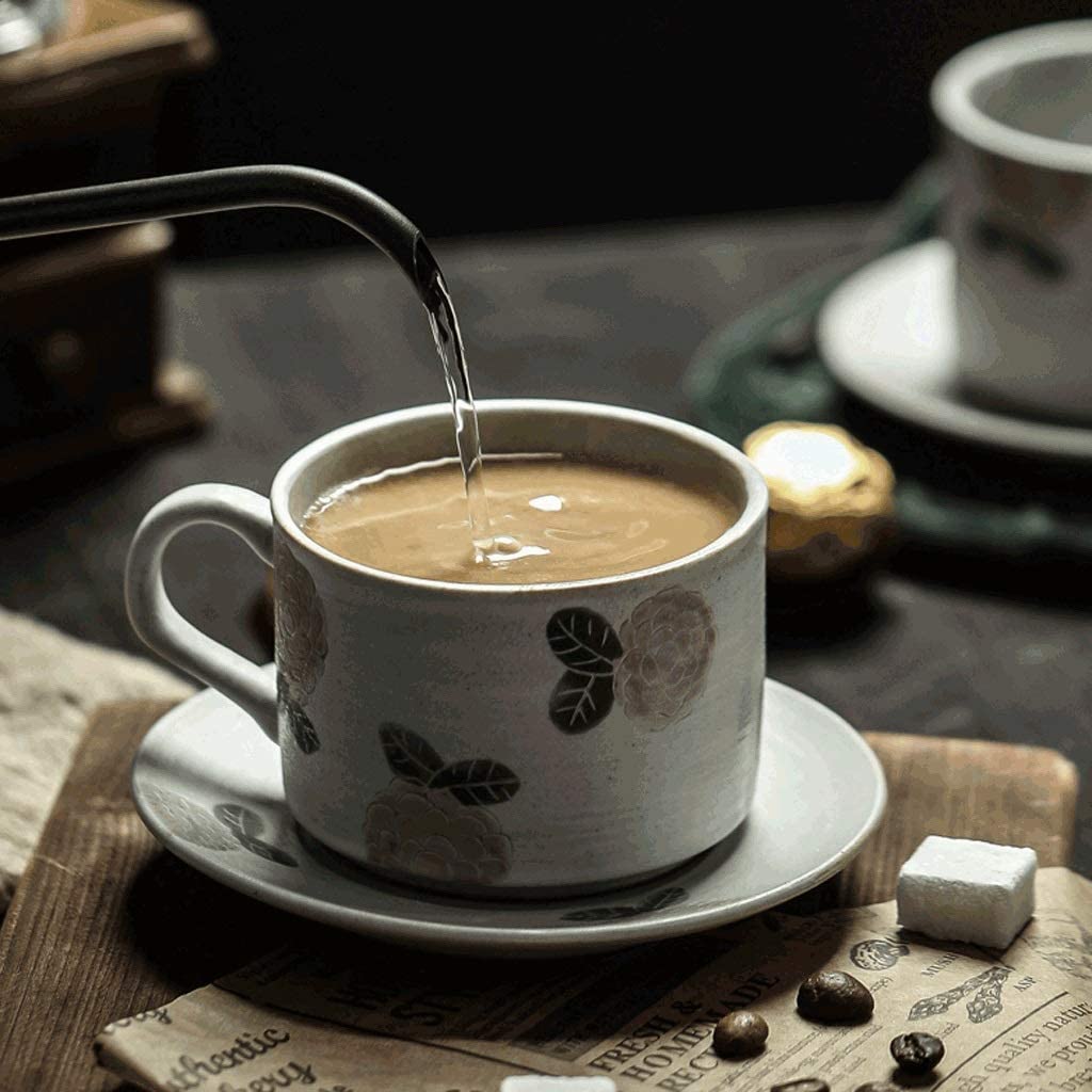 Tasse Kaffeebecher Handgeschnitztes Kaffeetassen- Und Untertassen-Set 210 Ml, Wiederverwendbare Kaffeetasse Für Kaffee, Milch, Saft, Tee Teetasse Kaffeetassen (Color : F)