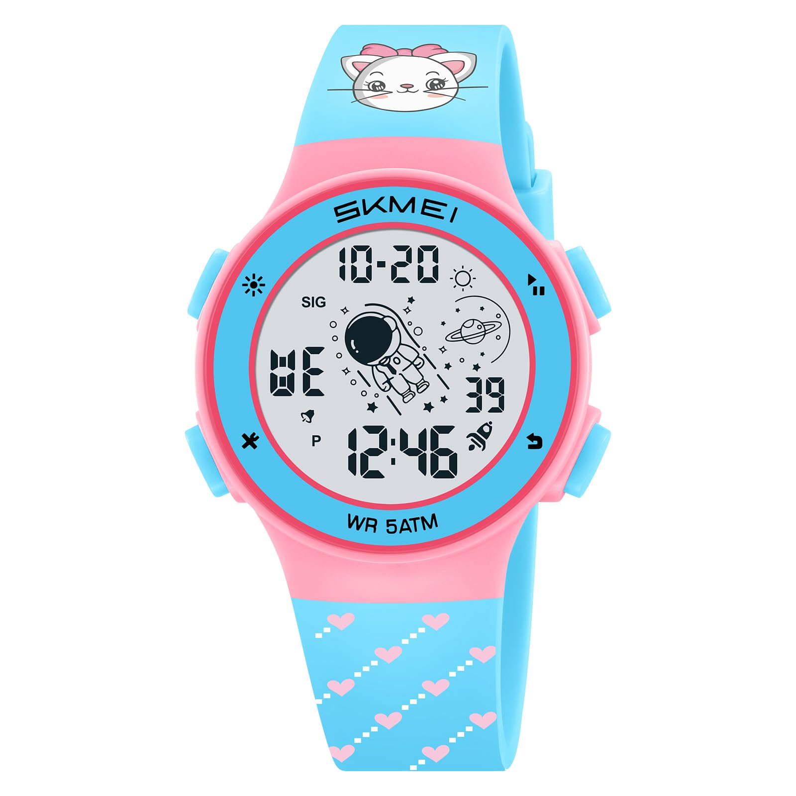 SKMEIKids Digital Watch - Multifunctions for Kids with LED Light, Alarm, Stopwatch, Durable Sports Watch for Boys & Girls, 50M Water Resistant, Fun & Colorful Easy-to-Read Display