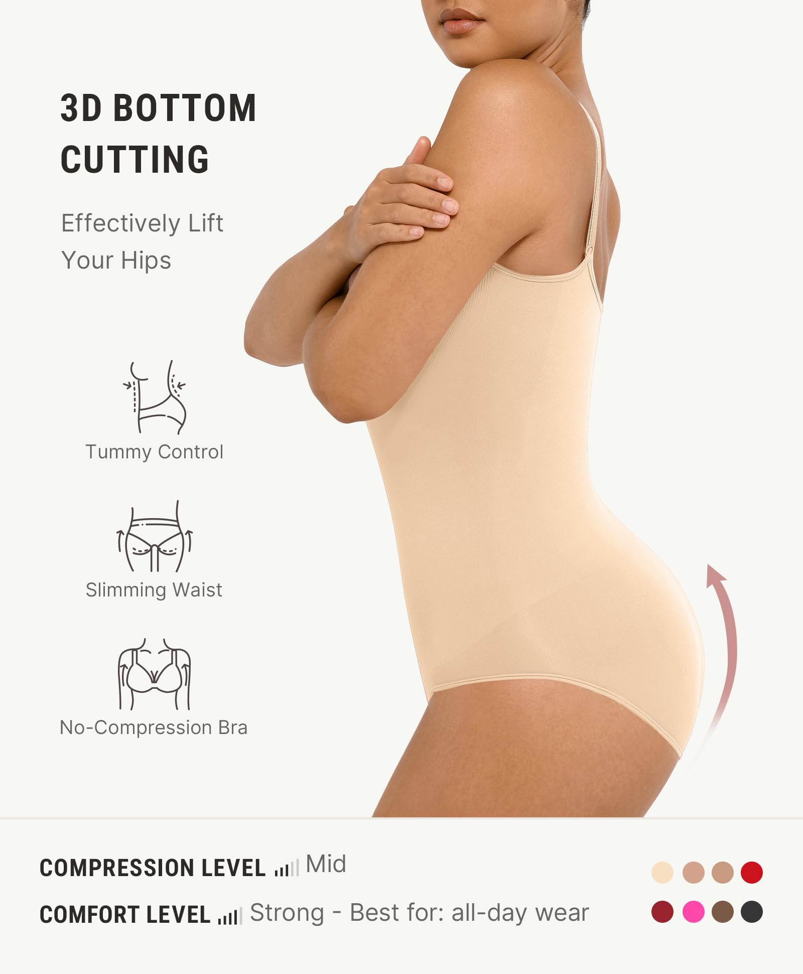 FeelinGirl Bielizna modelująca dla kobiet kontrola brzucha fajas całe ciało haczyk zamek błyskawiczny regulowane paski S-6XL