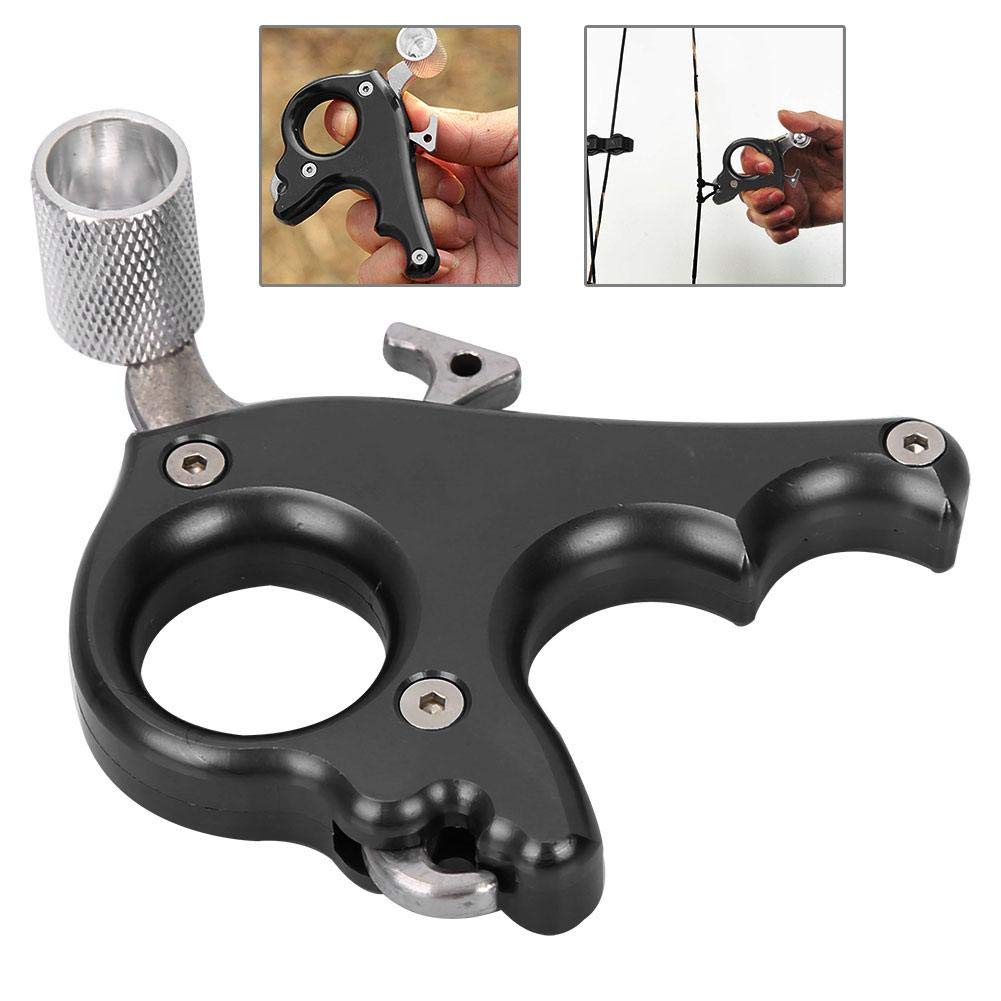 Ayudas de liberación de Tiro con Arco, Ayuda de liberación de bisagra de Arco Compuesto de 3 Dedos, Aleación de Aluminio, Disparador de gatillo de liberación(Negro)