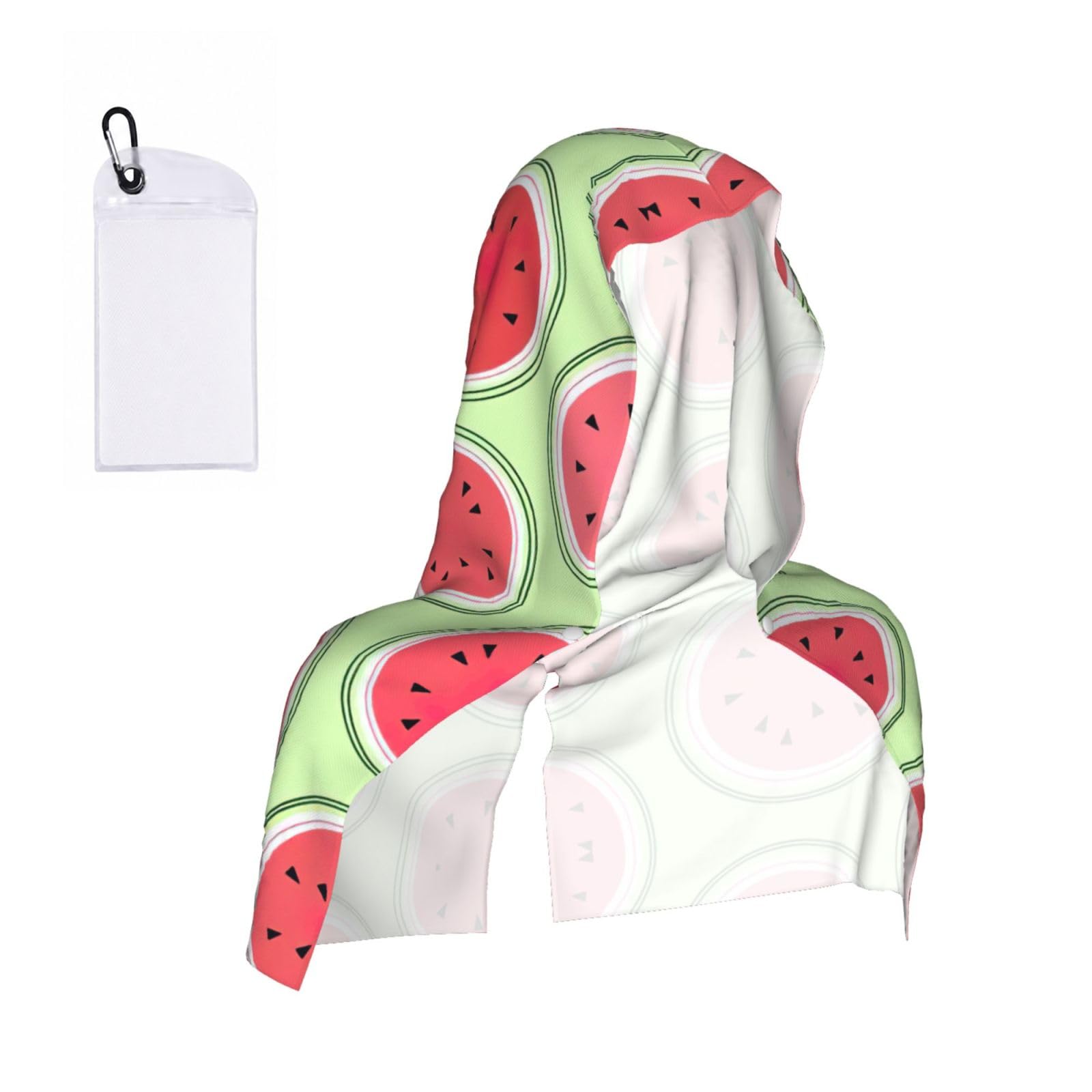 YQxwJL Watermelon Green Print Unsex Cooling Hoodie Towel, Cools Instantly When Wet Sun Protection For Sports Fitness Gym