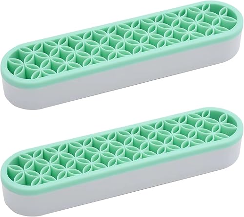 2 PCS cepillo de maquillaje de silicona verde y cajas de almacenamiento de cosméticos