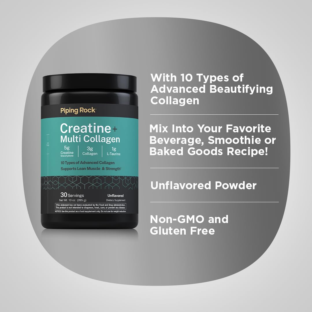 Piping Rock Creatine Monohydrate Powder | with Collagen and L-Taurine — Amazon image 4