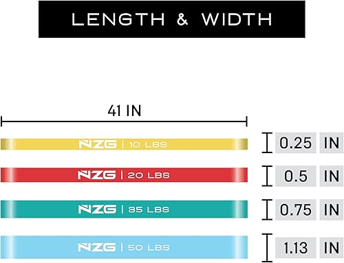 Miniatura 8 de NZG Bandas de resistencia de goma naranja 100% sin látex, 11 niveles (10 a 140 libras)