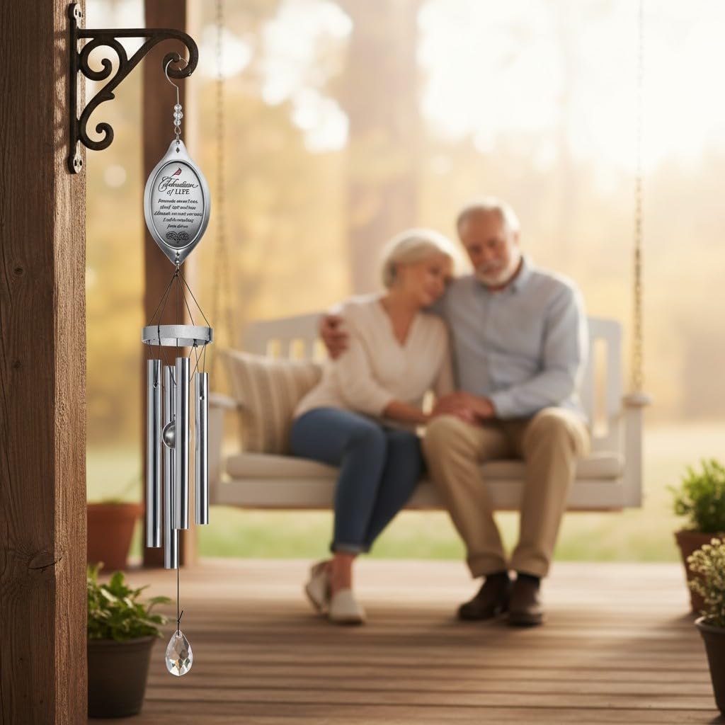 Celebration of Life Memorial Wind Chime/Sympathy Wind Chimes in Loving Memory of Loved One - Ideal Sympathy Gift with Cardinal/Bereavement Gift/Condolence Token That Lasts Longer Than Flowers
