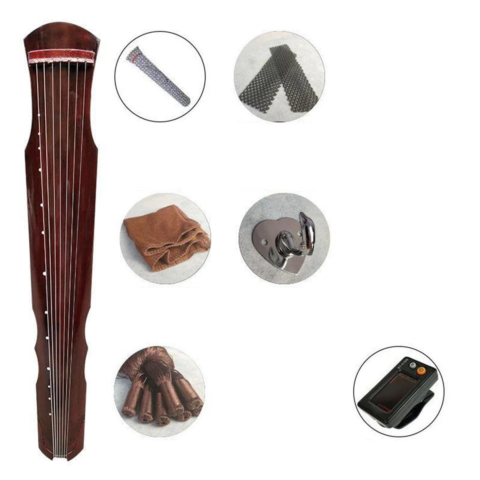 Handgemachtes Guqin 7 Saiten Paulownia Guqin 123cm Schwarz Braun Mit Zubehör Traditionelle Musikinstrumente(Brown set b)