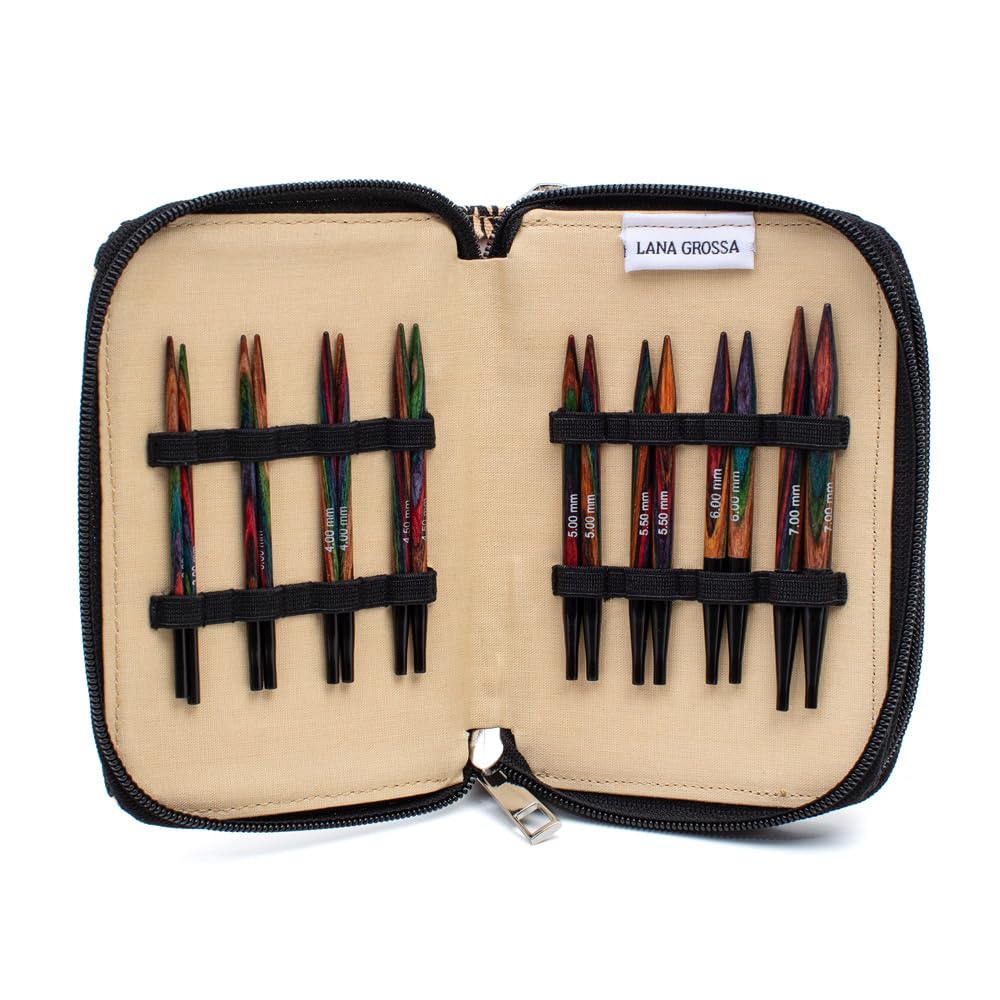 Rundstricknadel-Set VARIO Design - Holz (kurz) mit austauschbaren Stricknadeln von LANA GROSSA