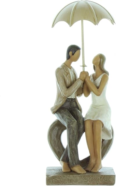 Rainy Day Collection Resin Couple Seated Statue Ornament Figurine