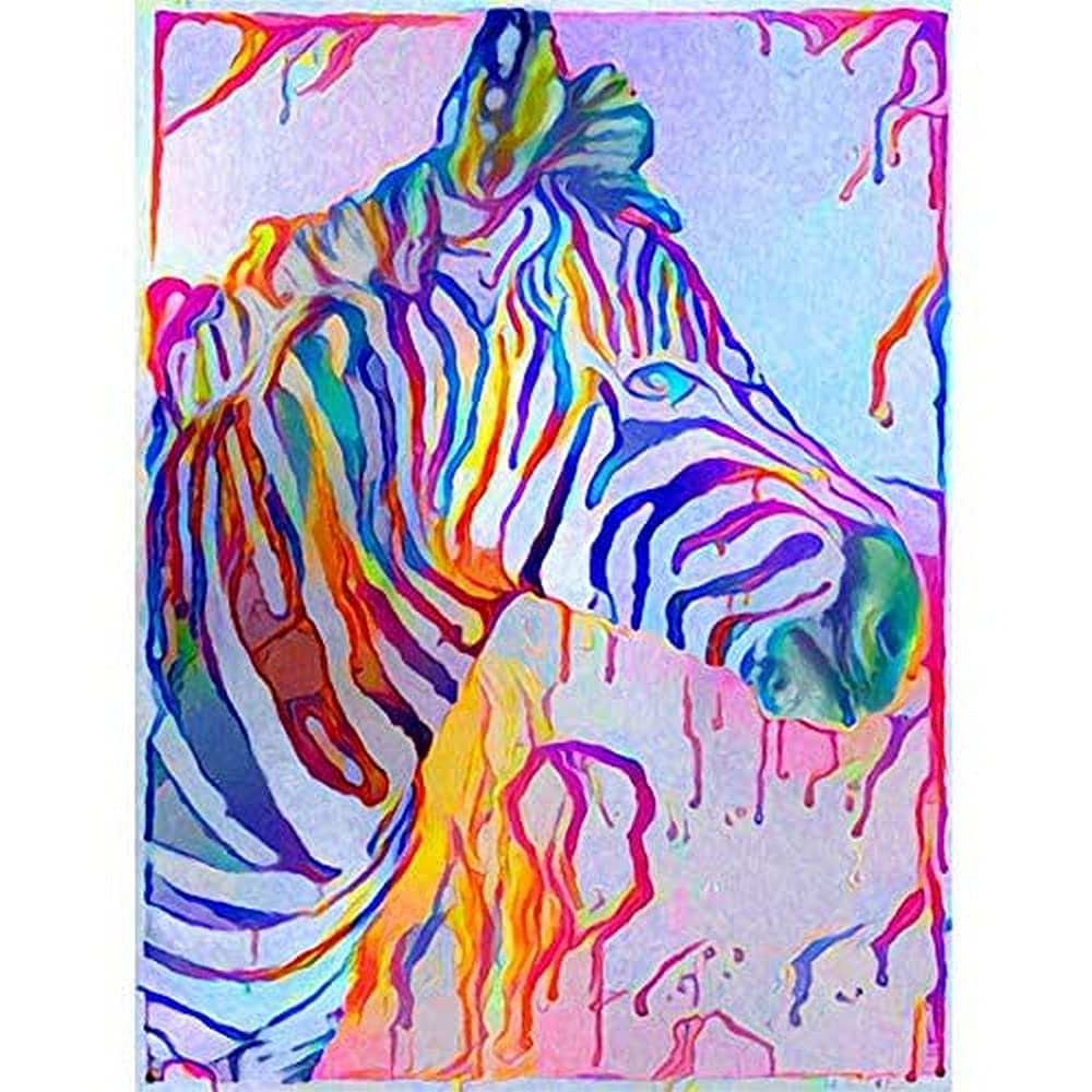 Kunstdruck auf Leinwand, Motiv: Regenbogen-Zebra-Muster
