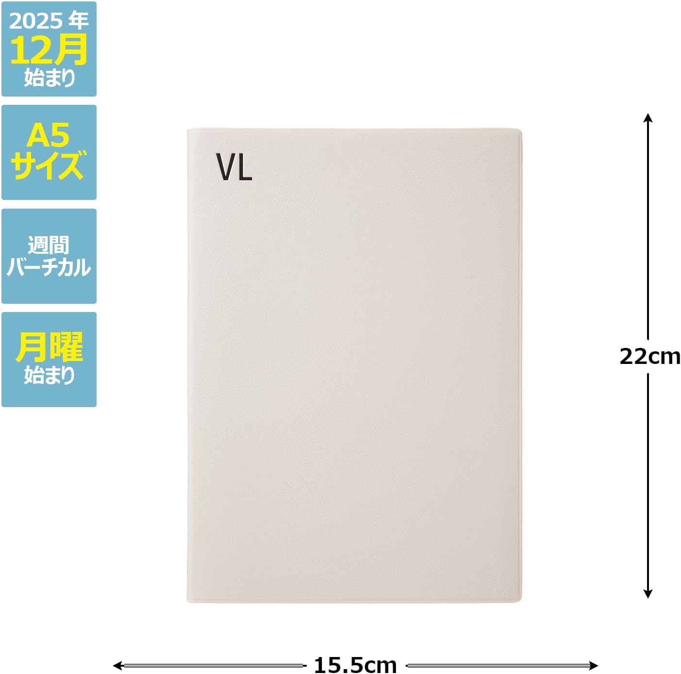 Laconic LALD107-270WH 2026 A5 Weekly Notebook, Typo, White (Starts on December 2025)