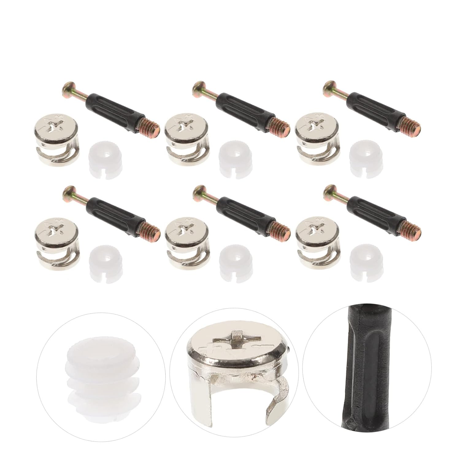 100sets Furniture Connectors Kit Cam Nut Fasteners for Furniture Assembly and Easy Installation for Cabinets and Chairs