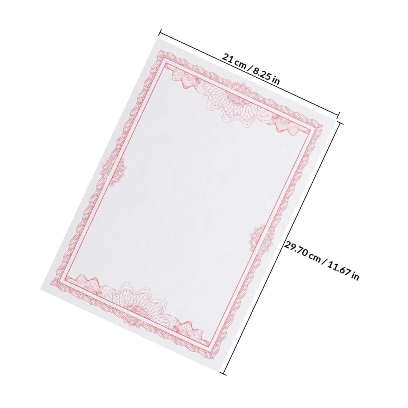 Papier Certificat Vierge Imprimable 50 Feuilles Rouge, pour Récompenses