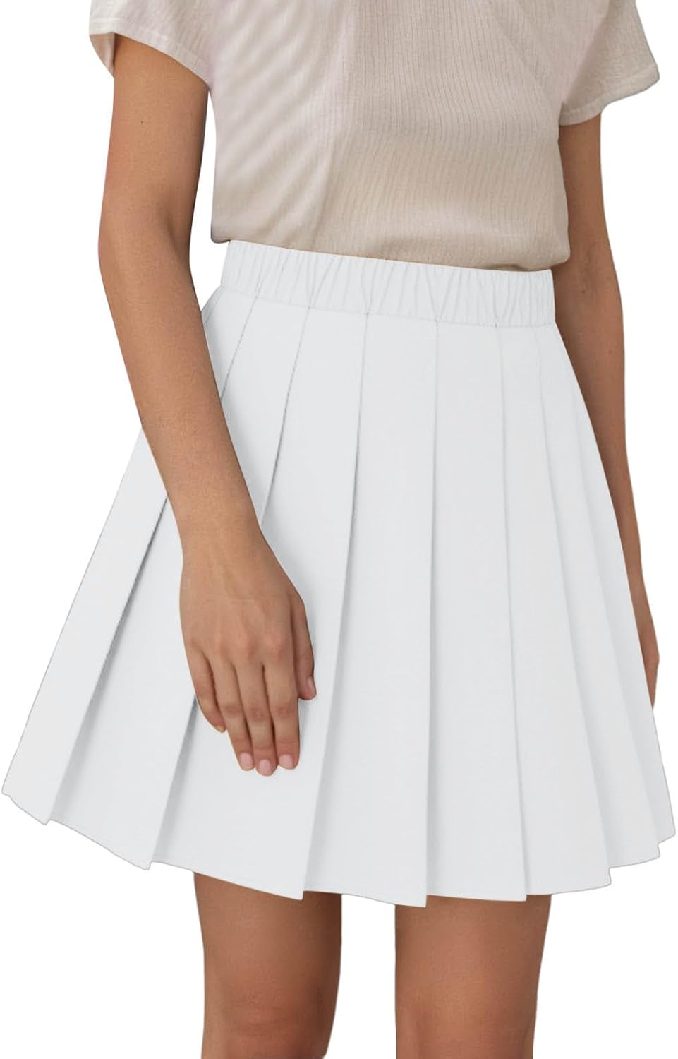 Girls' Uniform Pleated Skort with Built in Shorts Elastic Waist Skirts