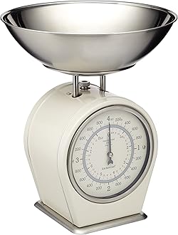 LNSCALECRE Living Nostalgia Mechanical Kitchen Scales, 4 kg (8 lbs) - Antique Cream