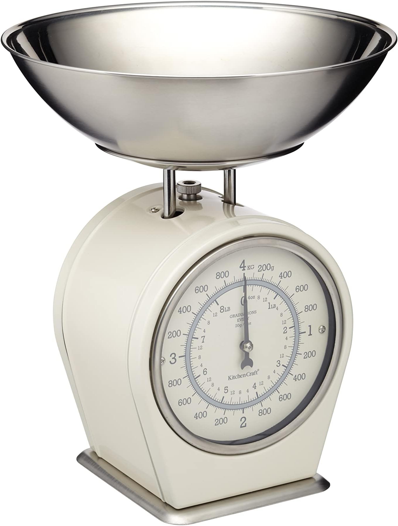 KitchenCraft Living Nostalgia Mechanical Kitchen Scales, 4 kg (8 lbs) - Antique Cream