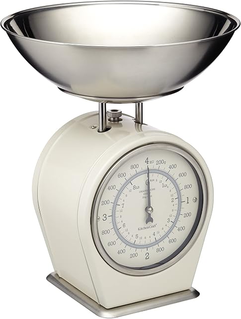 KitchenCraft LNSCALECRE Living Nostalgia Mechanical Kitchen Scales, 4 kg (8 lbs) - Antique Cream