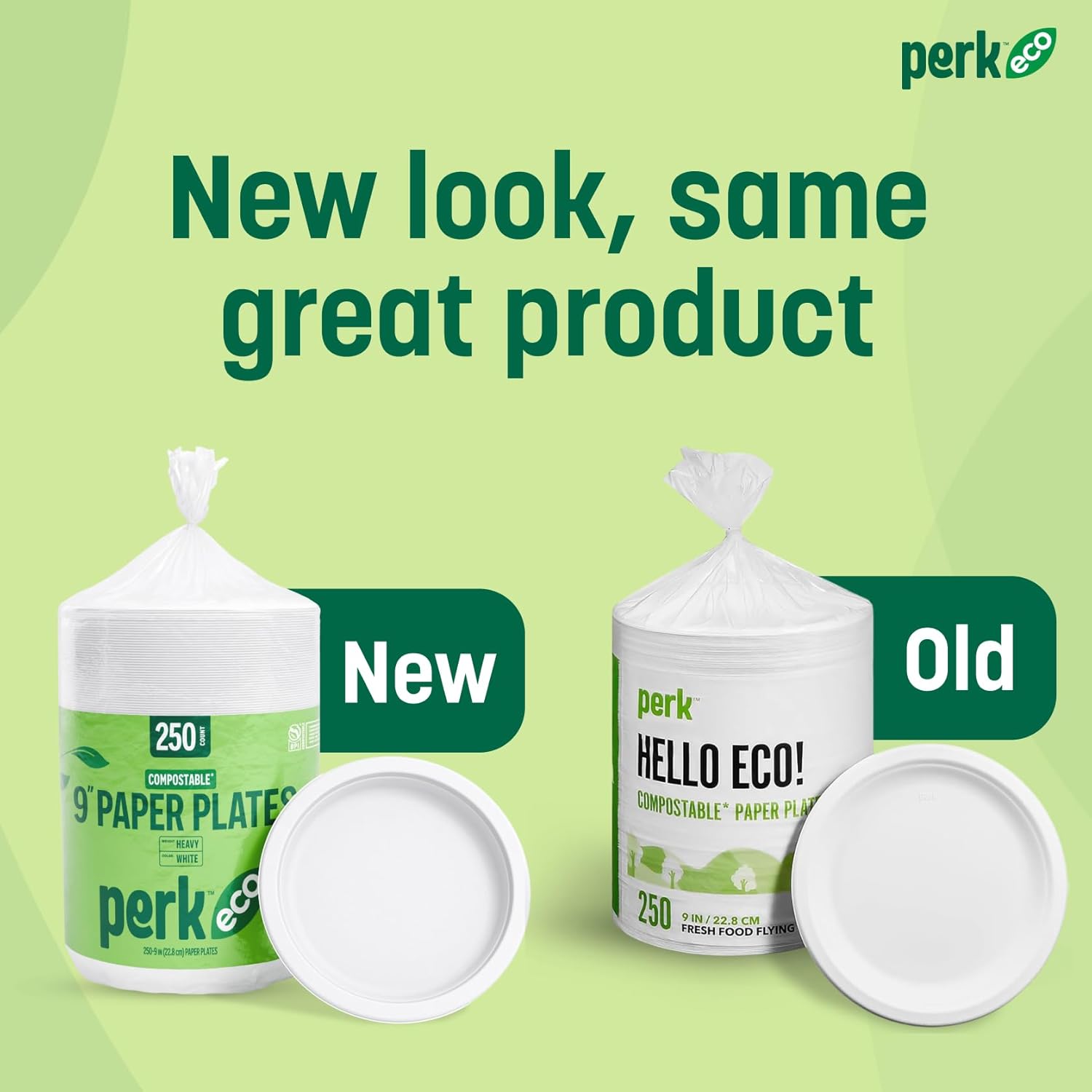 Perk Eco 9 Inch Paper Plates, 250 Count Bulk Disposable Plates for Everyday Meals, Parties & Events