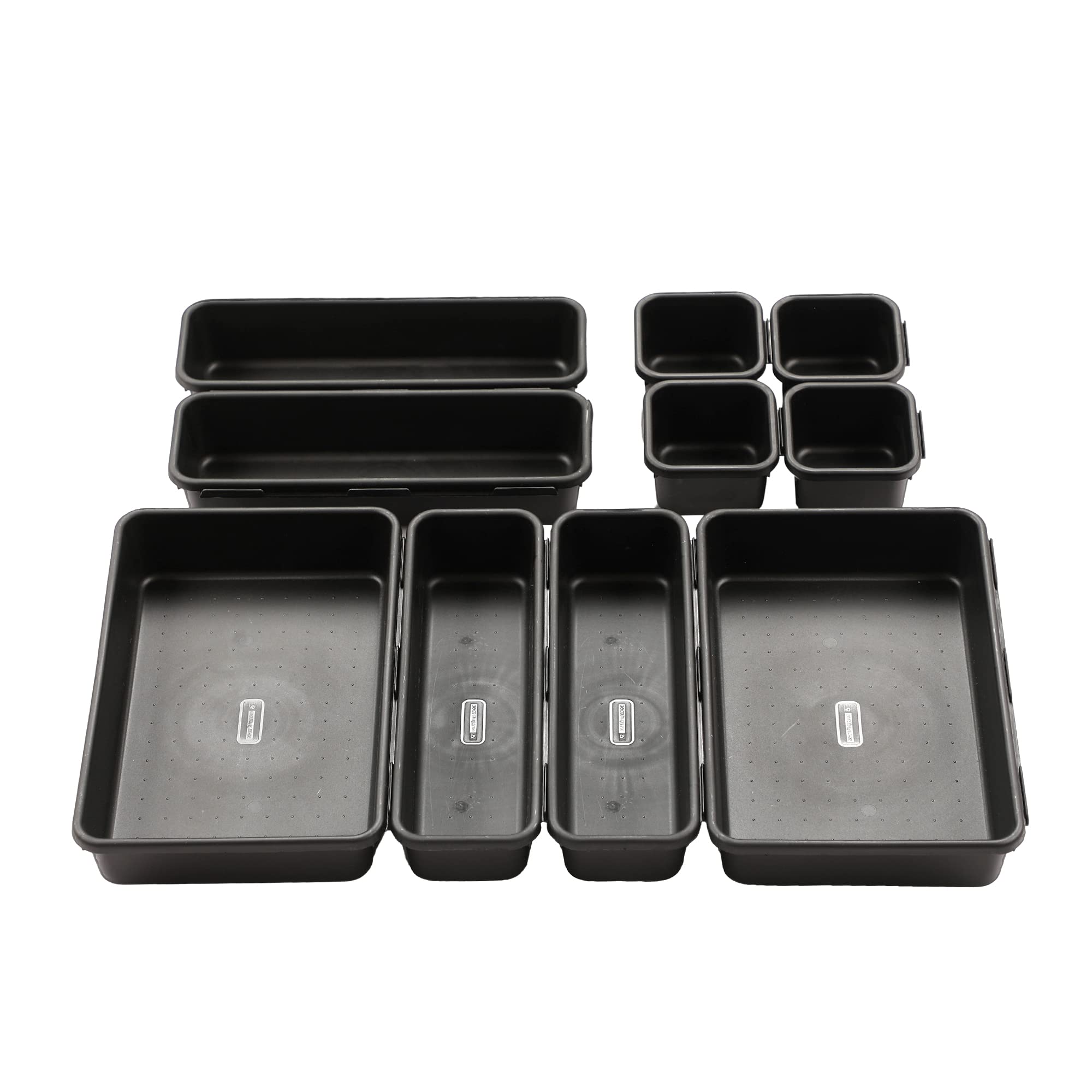 Cutting EDGE Interlocking Drawer Organizer (Set of 10, Black)